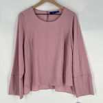 Apt. 9 APT.‎ 9 Pink Metallic Striped Crepe Chiffon High Low Long Sleeve Women's Top M Photo 0