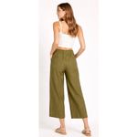 Joie  Linen Blend Pants Women S Olive Green Wide Leg Cropped Beachy Coastal Photo 1