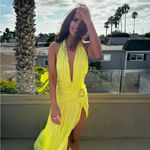 House Of CB  OLESSIA ACID LIME BACKLESS HALTER MAXI DRESS NWOT gown size S neon Photo 9