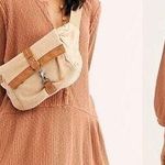 Free People  Beach Blossom mini Dress Henley ribbed boho cottage core peach Sz S Photo 1