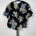 MINT VANILLA BLACK WITH MULTICOLOR FLORAL DESIGN WRAP TIE TOP SIZE 10 Photo 1