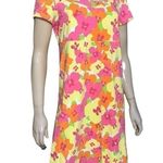 Lilly Pulitzer  XS Pink Orange Yellow Pansy Floral Print Jersey T-Shirt Dress Photo 2