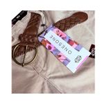 One 5 One Khaki SHORTS + Brown Braided BELT Women's Size 10 US Set Stretch NWT Photo 3