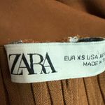 ZARA Brown Linen Sleeveless Square Neck Cami Camisole Crop Tank Top Size XS Photo 2