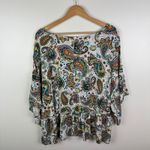 Cato Paisley Ruffle Hem Blouse Size 18/20W Multicolor Boho Flowy Festival Retro Photo 3