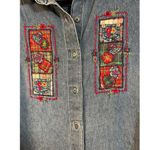 Studio Collection Petite Denim Jean Shirt Embroidered Patchwork Large Petite Blue Size undefined Photo 3