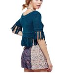 Free People On The Fringe Open Knit Sweater Size M Green Photo 1