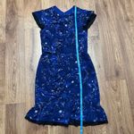 Three Floor  Navy Blue Afterglow Cosmic Star Mini Cocktail Dress Size 6 Small Photo 11