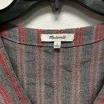 Madewell Shirt Women's Large Grey Red Striped VNeck Long Sleeve Cotton Blend Photo 1