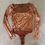 Lulus Lulu’s You're Invited Rust Brown Velvet Square Neck Bodysuit Size S Photo 1