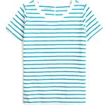 J.Crew  Striped White/cenote Blue crew neck T-Shirt. 💯 cotton.Size Medium. NWT. Photo 0