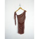 ZARA  Fitted Asymmetric Draped Organza Dress Medium One Sleeve Ruched Cocktail Photo 3