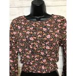 Elodie Navy w/ Pink Floral Open Back Blouse-Size LARGE Photo 1