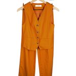 Commense Orange Vest + Pants Set Cotton Linen Two Piece Set Womens XS NWT Photo 1