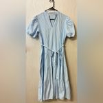 Vintage Charm Chic  Cottagecore Pinstripe Tiered Tie-Waist Midi Dress M Photo 1