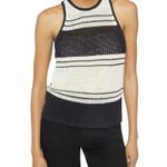 frame denim Frame Open Knit Striped Tank Ivory Black Sleeveless Crewneck Size XS Photo 2