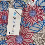 Double Zero  small women’s tan cardigan boho floral crochet back flaw shown Photo 5