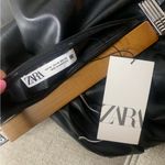 ZARA Faux Leather Strapless Black Dress NWT Size XS Midi Side Slit Zip Slimming Photo 8