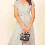 Reformation  Denise Midi Dress Floral Light Blue V-Neck Tencel Lyocell Size S Photo 1