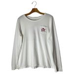 Vineyard Vines  Shirt Women Medium White‎ Long Sleeve Christmas Whale Pocket Tee Photo 1