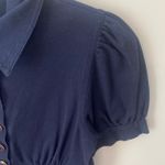 Marc by Marc Jacobs Y2K Puff Short Sleeve Polo Top Blouse Women's Medium Navy Blue Twee Photo 3