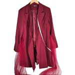 Missguided  Plus‎ Size 18 Blazer Dress Mesh Bow Waist Burgundy Red Party Photo 2