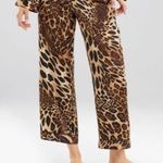 Natori  Black & Brown Animal Print Cropped Capri Pajama Sleep Pants S Photo 0