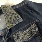 Jeanstar Ramie Blend Embroidered Jean Jacket Womens Sz L Blue Button Up Pockets Size L Photo 10