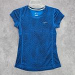 Nike Di Fit Blue Black Print Short Sleeve Active Running Tshirt XS Extra Small Photo 0
