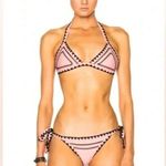 SAME Swim Catch String Bikini Top Rose & Black Size M Medium Pink Photo 3
