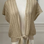 Vintage Glentex Tan Gold Shrug Sweater Tie Front Cardigan Open Weave OSFM S M Size M Photo 0