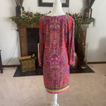 Laundry by Shelli Segal Pink Paisley Tunic Dress, Size Large Brunch Party Comfor Photo 6