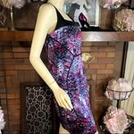 JAY GODFREY PURPLE, PINK & BLACK PRINT BODY CON SHEATH DRESS (10) Photo 5