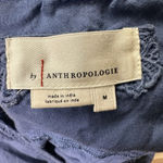 Anthropologie  V Neck Eyelet Lace Mini Dress Ruffle Sleeves Blue Medium Cotton Photo 5