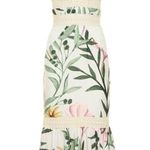PatBO JAsmin Fitted Midi Dress in White 0 New Womens Floral Resort Green Photo 9