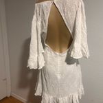 Sky to Moon‎ White Plunge Neck Bell Sleeve Mini Dress Size M Photo 4