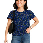 AQUA Floral Print Structured Tulip-Sleeve Blouse Photo 0