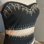 Women’s Strapless Mesh Paneled BodyCon Dress Silver Rhinestone Detail Size M NEW Black Size M Photo 5