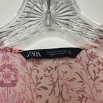 ZARA  Boho Patchwork Floral Dress Pink Red Long Sleeve Tassel Tie Mini Sz Small Photo 11