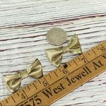 Vintage Metallic Gold Bow Tie Earrings Gold Photo 6