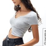 PacSun Nwt   gray notched waffle knit crop top small Photo 6
