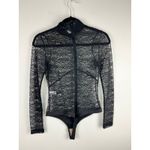 NOAM Emmeline Black Lace Mock Neck Long Sleeve Bodysuit Photo 2