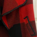 Unbranded Red and Black Buffalo Plaid Open Sleeveless Cardigan Vest with Pockets Photo 1