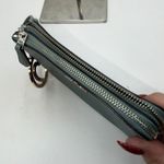 Coach Double Zip Wristlet Teal Pebble Leather Heart Charm Pouch Card Holder Photo 2