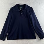 Lauren Ralph Lauren Medium M 1/4 Button Cotton Sweater Navy Blue LRL Women's Photo 1