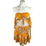 Women Yellow Floral Print High Rise Off Shoulder Smocked 2 Photo 2