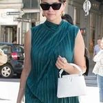 ZARA  Selena Gomez Green Ribbed Pleated Bow Tie Sleeveless Tank Blouse Top Size S Photo 0