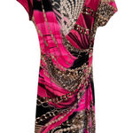 Joseph Ribkoff Chainlink Ruched Wrap Mini Dress Women's 8 Fuschia Vintage Y2K Photo 0