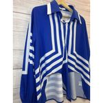Commense Womens Oversized Long Sleeves Royal Blue TOP Blouse Size Small Photo 3