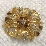 Lisner Designer Signed  Stunning Rhinestone Vintage Floral Flower Brooch Photo 0